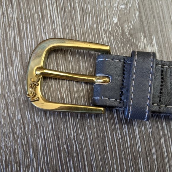 Vintage Yves Saint Laurent YSL grey cotton canvas leather belt - Picture 6 of 7
